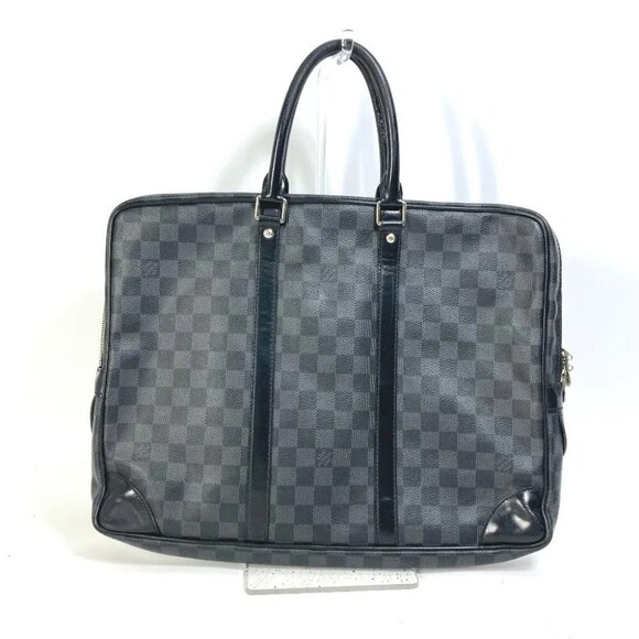 LOUIS VUITTON N41125 Damier Graphite Porto Document Voyage PDV Hand Bag Black - Picture 1 of 14